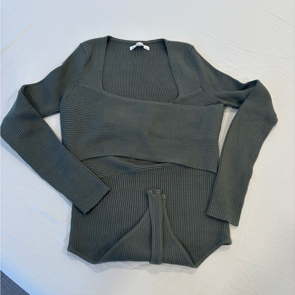 Abercrombie & Fitch Ribbed Knit Body in Olive Green